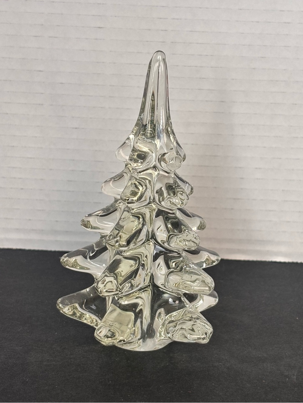 Vtg Clear Crystal Glass Christmas Tree Figurine 5.5” Tall - Made In Taiwan ROC